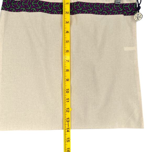 Tory‎ Burch Off White Drawstring Logo Ribbon Charm Designer Accessory Dust Bag - Picture 4 of 5